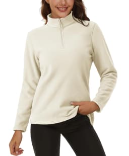 TACVASEN Stand Collar 1/4 Zip Fleece Pullover Womens Outdoor Sports Casual Tops Autumn Winter Lightweight Soft Warm Sweatshirt