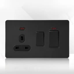 86 Type Retro Switch 1-4 Gang 2 Way Wall Light Brass Lever Toggle Switch Black Matte Stainless Steel Panel EU FR Power Outlet