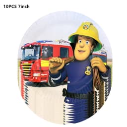 Fireman Sam Theme Happy Birthday Party Supplies Background Banner Paper Cup Plate Napkins Kids Boys Favor Balloons Decorations