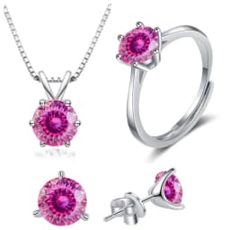 4CT 925 Sterling Silver Jewelry Set VVS1 Full Moissanite Pendant Necklace Ring Earrings for Women Fashion Dating Accessories