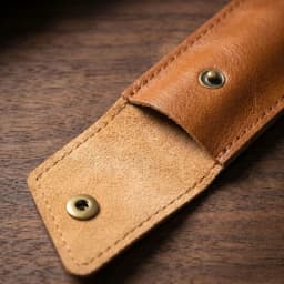 Thin‑Style High‑quality PU Leather Pen Storage Pouch, Hand Sewn Edge, Metal Snap‑Button Two‑slot Lightweight Portable Pen Holder