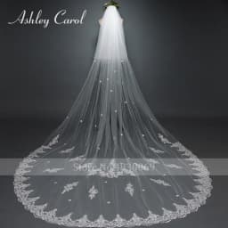 Ashley Carol Customized Wedding Veils With Comb Lace custom made length Cathedral Wedding Veil Wedding Accessories