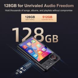 128GB MP3 player (with Bluetooth 5.3), 2.4’ portable full touchscreen music player (with speakers and Micro SD card slot)