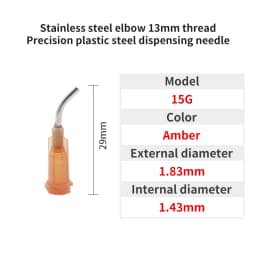 20pcs 13mm Elbow Dispensing Machine Injection Needle 14G-27G Stainless Steel Dispensing Needle Spiral Mouth Nozzle Glue Needle