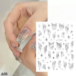 1/4 PCS 3D Metal Silver Golden Starburst Nails Stickers Manicure French Nail Art Decoration Decal Y2K Nail Art Tips Nail Charm