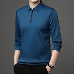 Men's Solid Color Long Sleeved POLO Shirt Casual Fashion Top