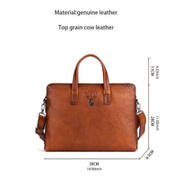 Retro Men's Briefcase Leather Casual Handbag Top Layer Cowhide Shoulder Bags Men Business Bag Pure Leather Laptop Tote Bags