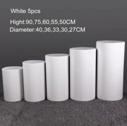 Iron Cylinder Circular Column for Wedding Decoration, Flower Stand Display, Party Cake Pedestal, White and Gold