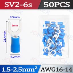 50PCS Fork Crimp Terminals Electrical Wire Connectors M4/M5/M6 U Type Insulated Spade Lugs For Quick Splicing Cables Connection