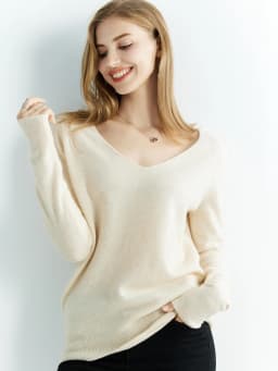 Cashmere Sweater Women's Knitted Sweaters 100% Merino Wool V-Neck Long-Sleeve Pullovers Winter Autumn Jumper Clothing Top Female