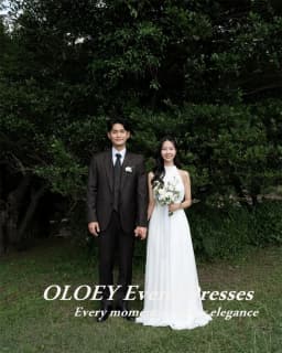 OLOEY Elegant Halter A Line Wedding Dresses Pleats Chiffon Sleeveless Bridal Gowns Korea Photos Shoot Floor Length Customized