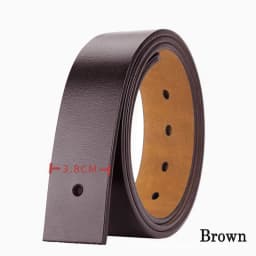 No Buckle 3.8cm Width Cowskin Genuine Leather Belt Men Without Pin Buckle Waist Straps Male Black Brown Belt Body