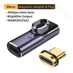 Elbow USB4.0 Thunderbolt3 40Gbps Magnetic Adapter USB C to C 100W Fast Charging Magnet Converter Cable 8K@60Hz USB TypeC Adapter