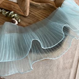 1 Yard Blue Lace Fabric Pleated Mermaid Effect Laser Neon Luster For Women Dress 15CM Wide