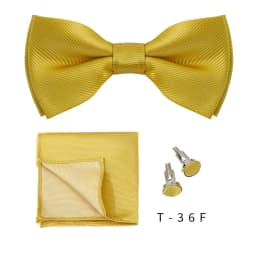 Solid Bowtie Pocket Square Cufflinks Set Business Men Neck 3pcs Bow Ties Handky Cufflinks Set Pocket Handkerchiet Accessories