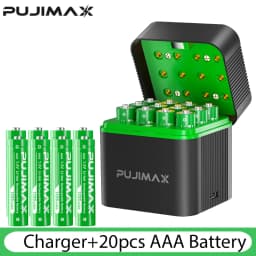 PUJIMAX 1.5V AAA 1100mWh Rechargeable Lithium-ion Battery With Smart Battery Charger SET Batteries Individually Available