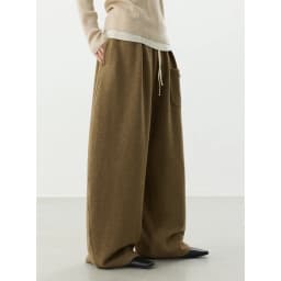 Curved Hem Pants~Wool Elastic Waist Wide-Leg Casual Pants for Women, 2025 Winter Fashionable Thickened Floor-Length Pants