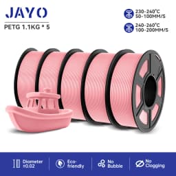 JAYO Filaments PETG 5 Rolls Mixed Colors 3D Printer Filament 1.75mm 100% No Bubble FDM 3D Printer Materials DIY Gift 1.1KG/1 Rol