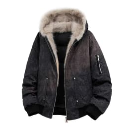 IEFB Snow Wash Warm Cotton Parka For Men Oversized Faux Fur Collar Hooded Casual Thick Winter Outerwear9X4143