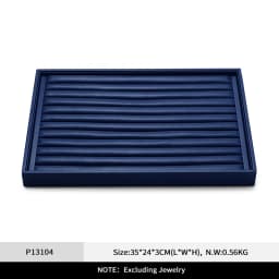 Oirlv Premium Blue Leather Stackable Jewelry Tray Multifunction Jewelry Drawer Organizer Trays Rings Earrings Storage Props