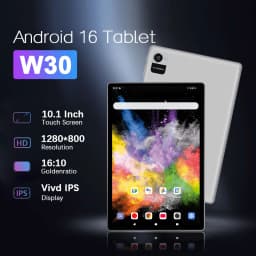 KOOMDIGI W30 Android 16 Tablet 10.1 Inch 12GB RAM (4GB+8GB Expand) 128GB ROM 1280x800 IPS HD Display 5000mAh 13MP Camera WiFi Tablet PC