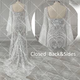 Boho Long Batwing Sleeves Lace Wedding Dress Drop Ship Customized Mermaid Rustic Beach 2026 Square Neck Open Back Bridal Gowns