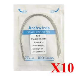 10pack AG Dental Arch Wires Orthodontic Super Elastic NITI Round Rectangle Archwire Lower/Upper 012/014/016/018/020/16x16/16x22