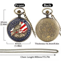 Classic American Presidential Torch Eagle Free Design Pocket Watch for Men and Women Vintage Quartz Arabic Numerals
