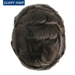 OS106 0.05-0.06mm Male Thin Skin Double Knot Hair Toupee 100% Density Indian Human Hair Prosthesis For Bald Men Hair Loss