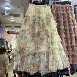 New In Flower Print Irregular Mesh Floral Mesh Long Skirt Women 2025 Spring French Elegant Style A-line Tulle Skirts