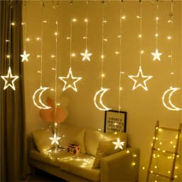 3.5M Christmas LED Star Moon Curtain String Light 220V EU Plug 8 Modes Fairy lights Garland for Home Party Wedding Holiday Decor