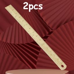 2pcs/1pc 6In Brass Ruler, 1mm Thick Dual-Scale English &Metric with Engraved Markings, Handle & Hole for Hanging, Christmas Gift