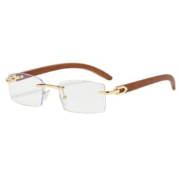 Hiking Camping New Sqaure Brand Anti Light Glasses Men Women Wood Frames Rimless Eyeglasses Fashion Eyewear UV400