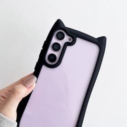 Cute Cat Ear Transparent Case For Samsung Galaxy S26 Ultra S26 S25 S24 S23 Plus S26 EDGE Soft Border Shockproof Cover S26