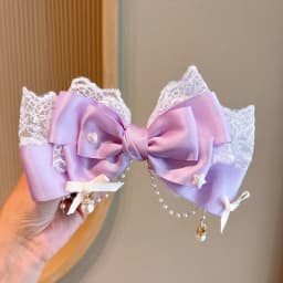 Ribbon Lace Lace Pearl Chain Large Bow Pearl Pink KC Cute Princess Headwear Hair Clip Accessories Lolita Headpiece Sweet Cute