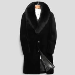 Mink Coat with Men's Fur Integrated Winter Plush Thickened To keep Warm Velvet Slim Fit Long Solid Color Faux Fur Jacket C29