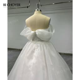 Wedding Dress Off the Shoulder Sleeveless A-Line Bride Gown 2027 Court Train Princess BECHOYER NR270 Customized Vestido De Noiva