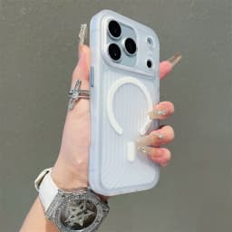 Corrugated Pattern For Magsafe Magnetic Wireless Charge Case For iPhone 17 16 15 14 13 Pro Max Transparen Bumper PC Matte Cover