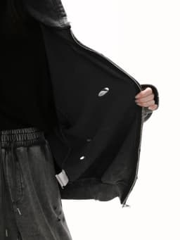 Autumn Winter Ripped Hole Punk Vintage Zip Up Hoodies Man Woman High Street Washed Distressed Sweatshirt Sudaderas