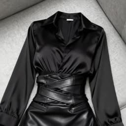 2026 Spring Summer New Two Pieces Set A-Line Skirt Women Fashion High Waist Sexy Skirt Long Sleeve Shirt Tops + Short Skirt Suit