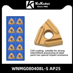 Kakarot Carbide Insert WNMG080404-CQ AP45 WNMG 080408-TM Turning Tools Rough machining CNC Lathe Cutter 10pcs Blade Plate