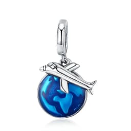 Bamoer 925 Sterling Silver Universe Series Star & Moon Beads Blue Planet Pendant Charms for Women Bracelet DIY Fine Jewelry Gift