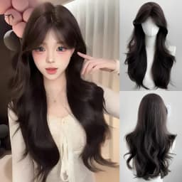 OLACARE Long Body Wave Black Brown Purple Cosplay Wigs Heat Resistant Synthetic Wigs Middle Part Natural Lolita LM Wigs Women