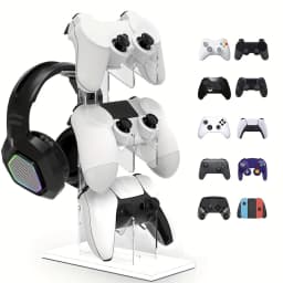 Universal 3-layer Controller Holder and Headphone Holder Game Accessories For PS5 PS4 Storage Holder Black, White, Transparent