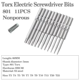 8pcs-11pcs 60mm/100mm long Torx screwdriver bit 800/801/802 electric screwdriver bit 4mm/5mm/6mm handle Screwdriver accessories