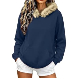 Women Fall And Winter Street Solid Color Hoodie With Pocket And Trimmed Hood Long Hoodie Tunic