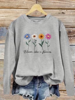 Women's Autumn and Winter Loose Casual Comfortable Tree and Bird Design Printed Velvet Long-Sleeved Round Neck Hoodie Pullover