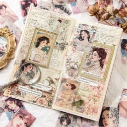 50 Sheets/pack Classical Retro Beauty Scrapbook Journal Diary DIY Paper Stickers Decorative Collages Material