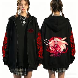 Hazbin Hotel 2026 New Anime 2D Print Hoodie Fun Style Men's and Women's Zip-up Sweatshirt