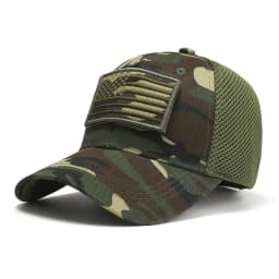 Men’s Tactical Mesh Trucker Hat, Camouflage Outdoor Baseball Cap with Removable Embroidered Patch, Adjustable Snap‑Back Sun Hat